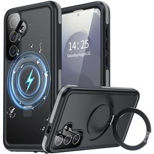 BUSCBEAR Magnetic & Stand for Samsung Galaxy S25 Plus Case Waterproof[Built-in Screen Protector][Fit for Magsafe][Invisible Kickstand] 360° Full Body Sealed Protective Dustproof Shockproof Case Black