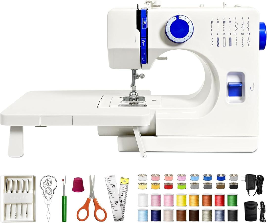 StitchMaster Pro Sewing Machine - Twin/Double Needle Compatible, 14 Stitches, Easy for Beginners & Home Users (White)