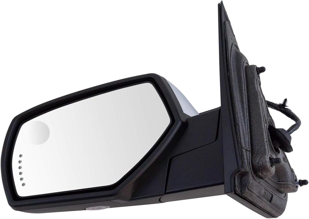 TRQ MRA06847 Left Drivers Side Door Mirror with Signal Heat Memory Puddle Light Power Folding Compatible with 2014-2018 Chevrolet Silverado 1500 2015-2018 Silverado 2500 HD Silverado 3500 HD Sierra
