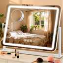 ViKert Vanity Mirror with Lights, 5X Magnification Spot Mirror, Makeup Mirror with Dimmable 3 Color Lighting, 17.3"L x 14.2"W