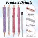 4 PCS Bling Rhinestone Sparkly Pens Crystal Glitter Metal Ballpoint Cute Fancy Ink Pen with 4Pcs Refills Colorful Desk Accessory for Women Office Birthday School Christmas Graduation