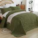 EVENHUG Oversized King Quilt California King Size Lightweight Bedding Set Reversible Bedspread Coverlets for All Seasons 3 Piece (Olive Green 120"x120")