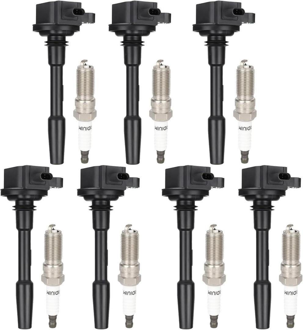 ECCPP 7 ignition coils with 7 iridium Spark Plugs,UF835,coils packs,for Ford,for F-150 2018 2019 2020 2021,for Mustang 2018-2020 V8 5.0L,for Cyl# 1-2 4-8JR3Z-12029-A,JR3Z12029A,UF-835