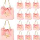 Mauproy 20 Pack Small Thank You Gift Bags with Handles, 5.5''x 2.5''x 4.7'' Mini Paper Gift Bags with Ribbons Party Favor Bags for Mother's Day Wedding Baby Shower (Pink)
