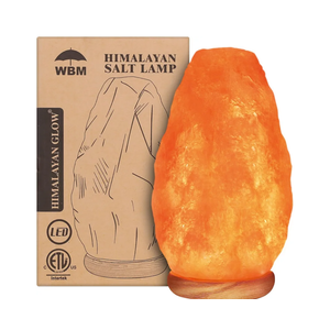 WBM Salt Lamp - USB Himalayan Salt Lamp with Touch Dimmer Control, Natural Pink Crystal, 5-7 lbs, Wooden Base, LED Bulb, Room Decor, Home Decor, Relaxation, Ambiance, Gift