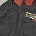 DiBanGu Men's Paisley Dress Shirts Long Sleeve Button Down Inner Contrast Casual Business Shirt with Collar Pin (Black and Red)