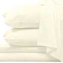 Pizuna 100% Luxury Cotton Full Size Bed Sheets Set Ivory, 1000 Thread Count Long Staple Cotton Sateen Thick Sheet & Pillowcase Set, Deep Sheets fits 15" (Combed Cotton Bed Sheets Set - 4PC)