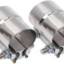 Elifecenter 2 Inch Exhaust Clamp, Lap Joint Band Clamp Stainless Steel for Clamping 2" OD to 2" ID Pipes（2 Pieces)
