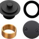 Black tub Drain Lift &Turn Tub Trim Set with Two-Hole Overflow Faceplate Conversion Kit Assembly, Hidrop Bathtub Drain Replacement Trim Kit and Universal Fine/Coarse Thread, Matte Black