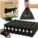 Dog Poop Bags 1140 Count (57 Rolls), Unscented Leak-Proof Waste Bag, 13x9" Black Doggy Poop Bags with Bone-Shaped Dispenser, Extra Thick & Easy Detach