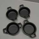 4 Pcs Small Cast Iron Skillets Set - Mini 4 x 1.2 Inches Skillet Ramekins With Handle - Black Serving Dishes Round Pan Oven Safe Cookware for Kitchen Picnic