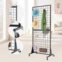 3-Pack 2'x5.5' Ft Gridwall Panel Display Stands Heavy Duty Floor Standing Retail Display Rack with Triangle Base for Retail Art Show with 20 Hooks