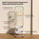 Large Bird Playground, Parrot Perch Stand with Toys DIY Zone, Wheels, Toilet, Storage Space, Bird Stands for Inside Play Gym Stand for Parakeet Conure Cockatiel Lovebird Budgie African Greys