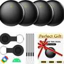 Bluetooth Tracker 4-Pack for Android & Samsung with Case, Smart Tag Item Finder for Keys Wallet Luggage, IP66 Waterproof, 365-Day Battery, Works with Google Find Hub (Black)