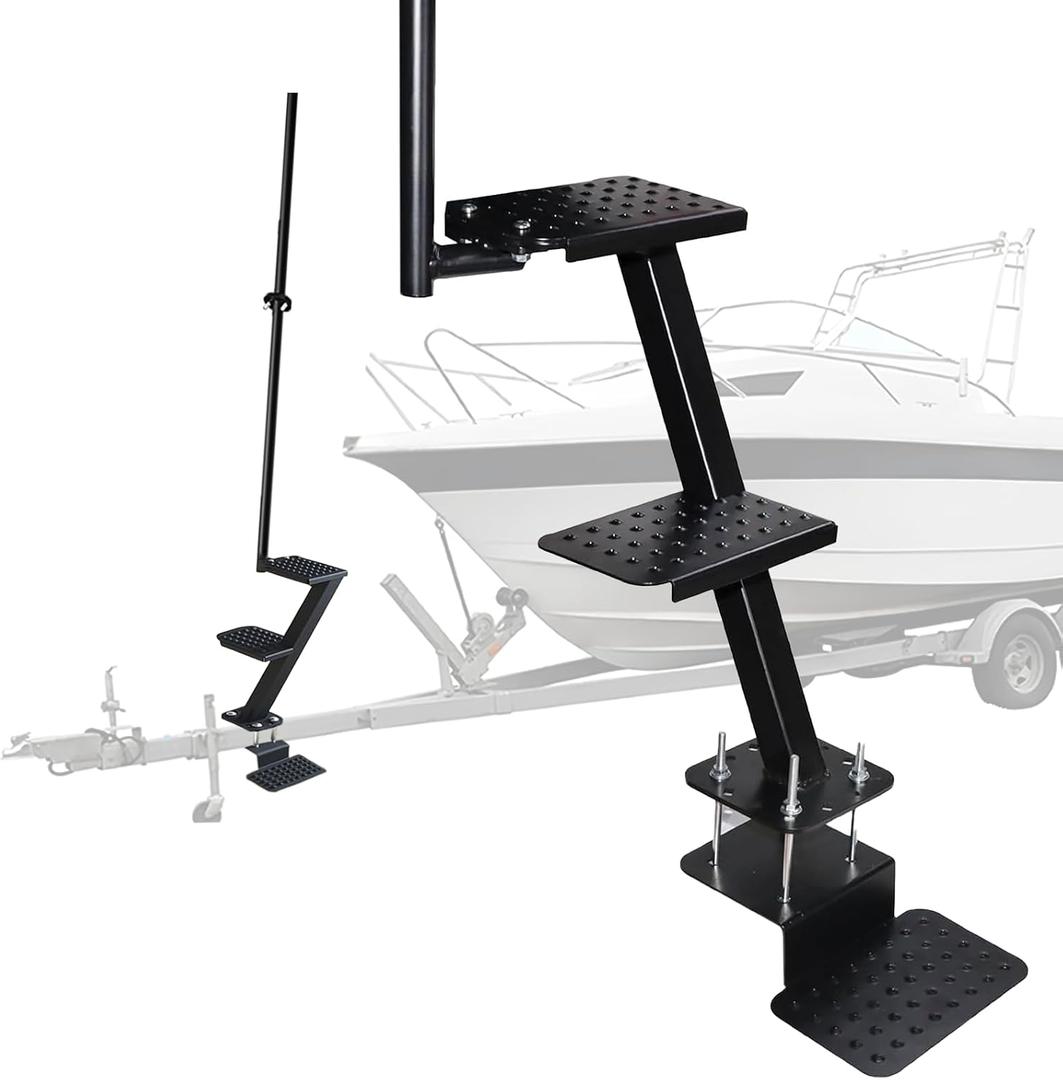 Boat Trailer Steps with Safety Handle 3 Steps Non-Slip Surface