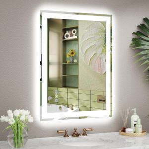 24x32 LED Bathroom Mirror with Lights, Super Bright Front & Backlit Vanity Mirror for Wall, Anti-Fog & Memory Smart Mirror, 5mm Shatter-Proof Tempered Glass, ETL Listed, Vertical/Horizontal