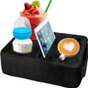 4 Hole Couch Cup Holder Tray, Cup Holder for Bed Suitable for Cup Holders on Sofas, beds, Camping, RVs, Cars, and Beaches.Black (12.2" x 9.4" x 3.1")