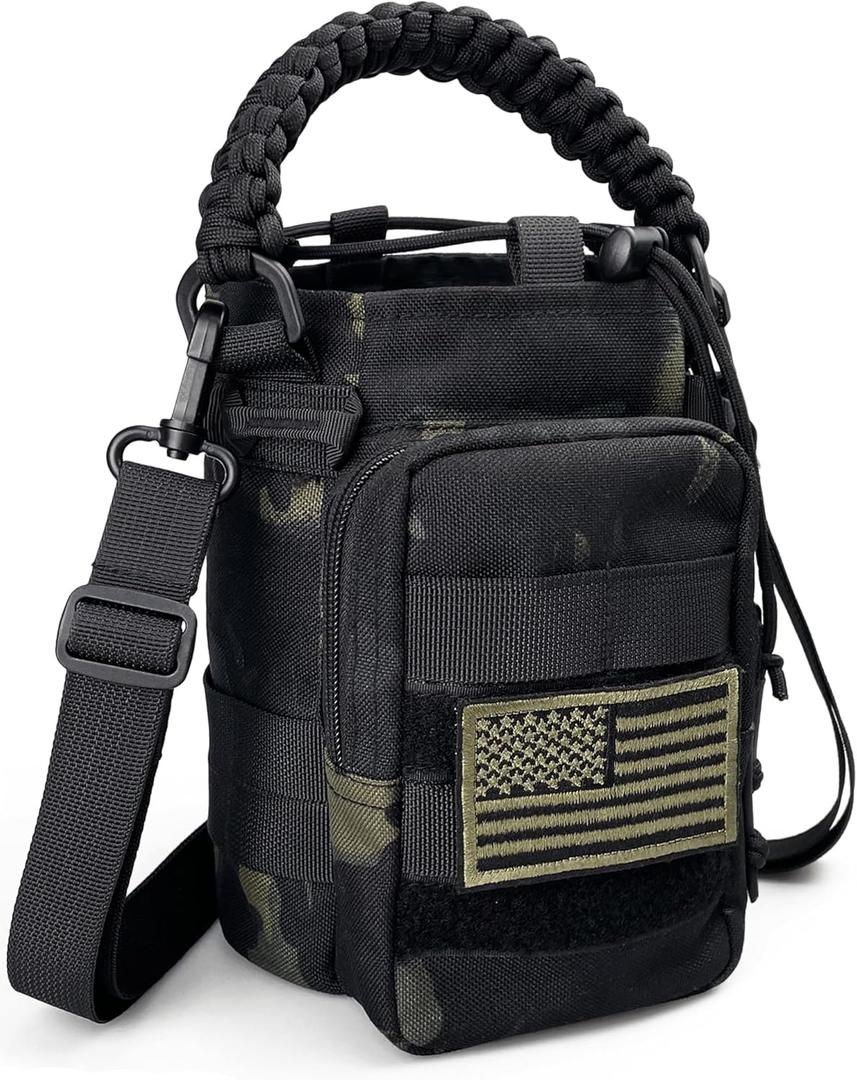 DEFUNX Water Bottle Sleeve - Water Jug Holder with Strap Cross-Body Bottle Carrier with MOLLE System Tactical Military Style Bag