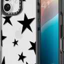 Compatible for iPhone 16 Case Cute - Durable Shockproof 6.6 ft Drop Impact Phone Case - Black Funny Five-Pointed Star Design for iPhone 16 6.1"