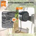 Giraffe Tools Hose Reel 1/2 78 ft, Heavy Duty Retractable Garden Hose Reel with Any Length Lock, Slow Return System, Wall Mounted and 180 Deg Swivel Bracket
