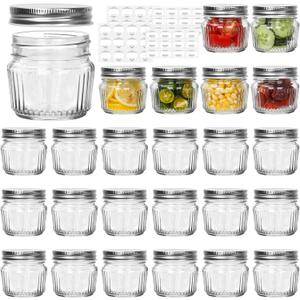 Cehomi Small Glass Mason Jars with Lids - 4 oz Vintage Canning Jars, Pickling Jars for Jelly, Jam, Honey, Pickles, Spice, Essential Preserver for Home Storage and Gifting 24 Pack