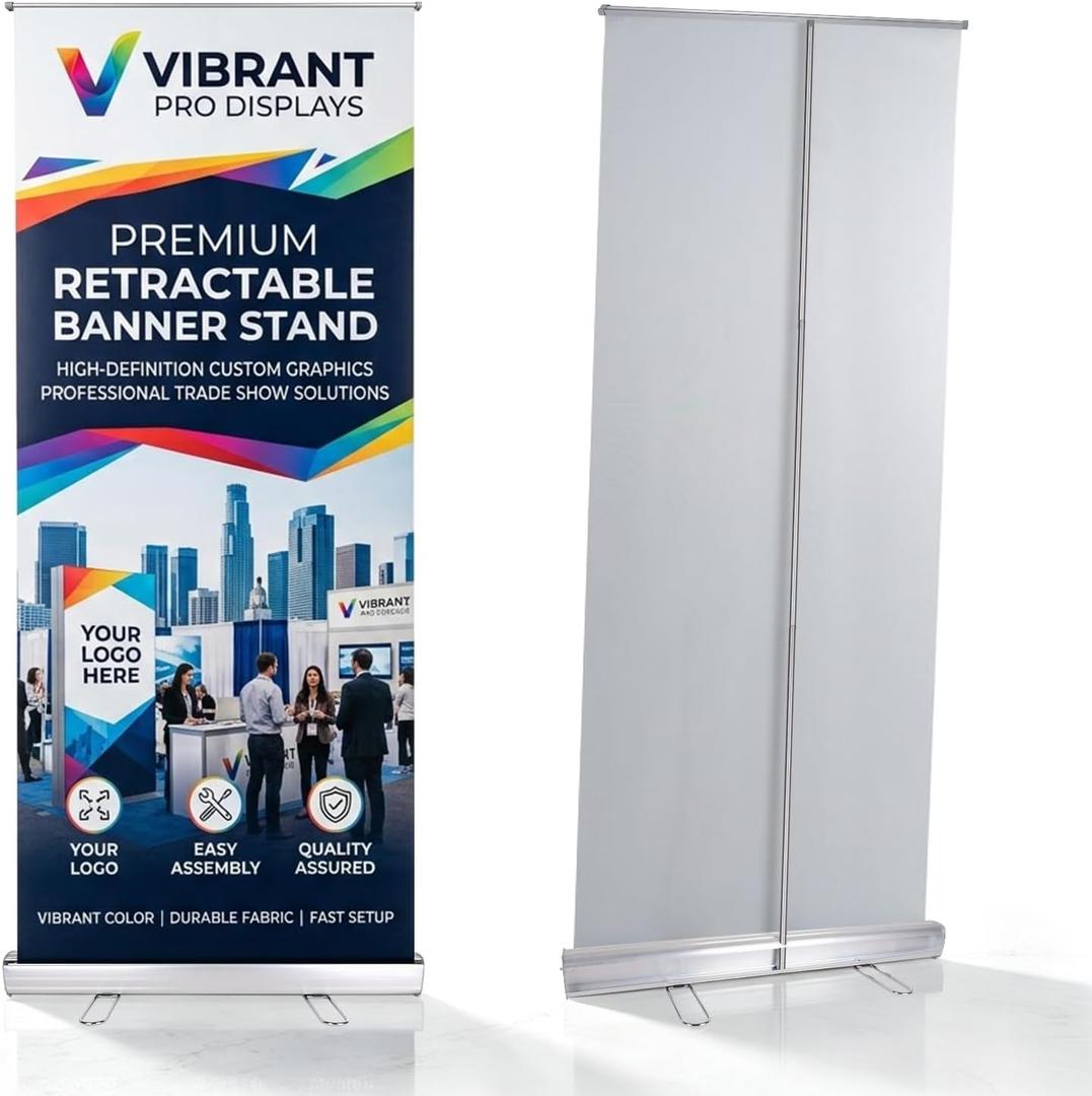 Retractable Banner Stand Base Only 33"x79", Heavy Duty Metal Roll Up Banner Stand Replacement Hardware, Portable Pull Up Banner Display Stand for Trade Show Event, No Print