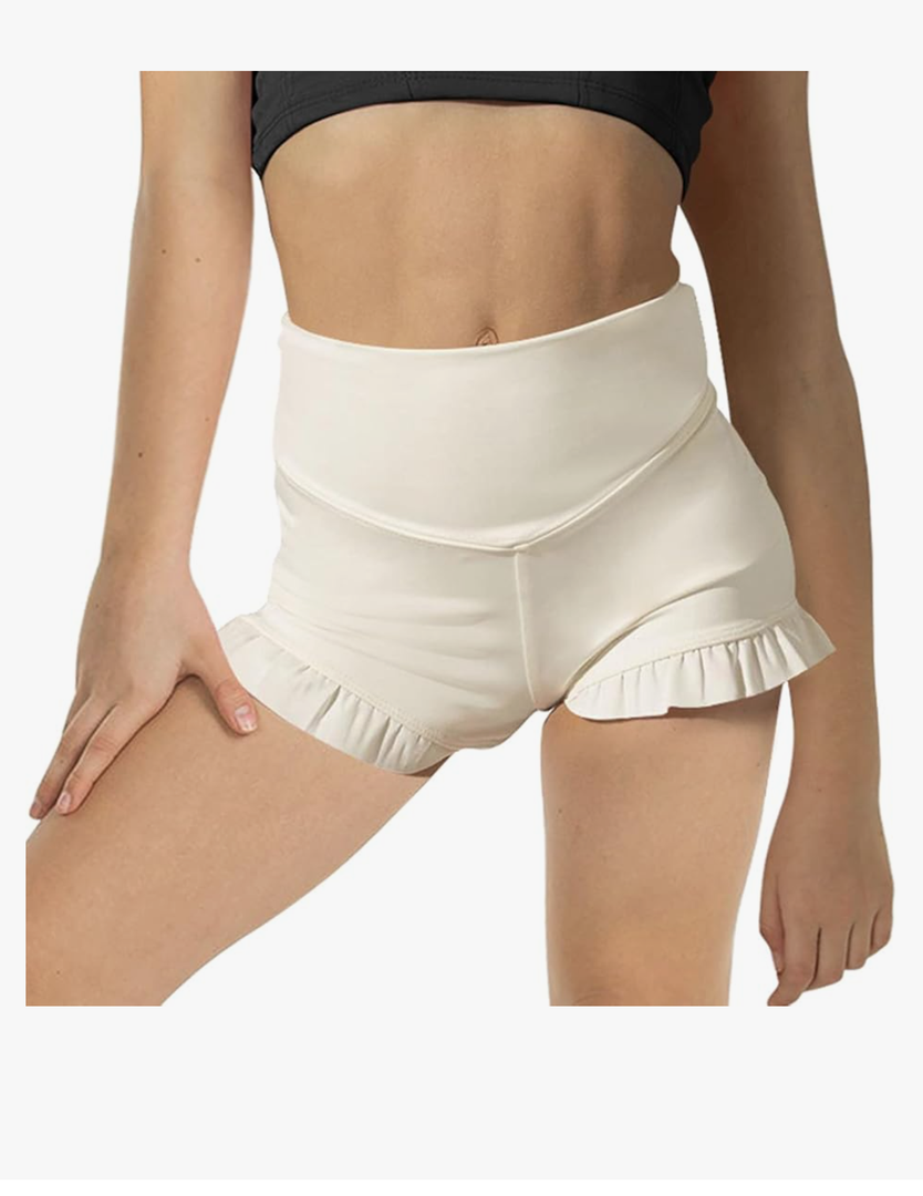 RRHSS Girls Athletic High Waisted Ruffle Shorts - Comfy Yoga Dance Workout Gymnastics