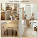 Walk Through Baby & Dog Gate 29-34 Inch, Pressure Mounted No Drilling, Indoor Safety Gate for Stairs & Doorways, Metal Design for Kids and Pets, White