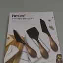 hecef Cheese Knife Set of 3, Bronze Grain Multipurpose Retro Cheese Knives, Set includes Pronged, Hard Cheese & Chisel Knife, Black