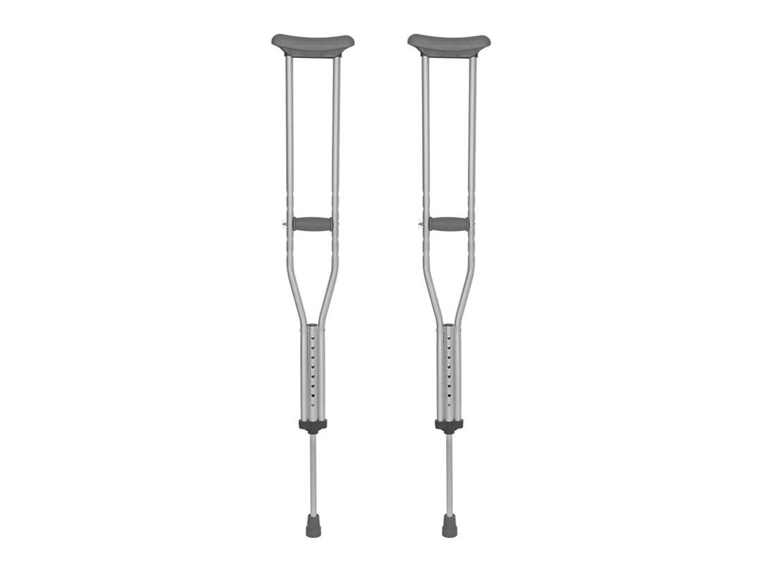 Monoprice Adjustable Aluminum Crutches, Lightweight Crutches for Adults 5'2" to 5'10" up to 300lbs, with Push-Button Height Adjustment, Non-Skid Rubber Feet Tips, Padded Underarm Cushions