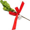 Artificial Mistletoe Floral Pick With Red Satin Bow, Set of 2