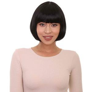 Solid Bob Wigs, Multiple Color Options One Size (Black)