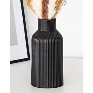 Bohemian Black Ceramic Vase - for Pampas Grass, Mantel, Bookshelf, Entryway and Living Room Decor (Black, 7in)