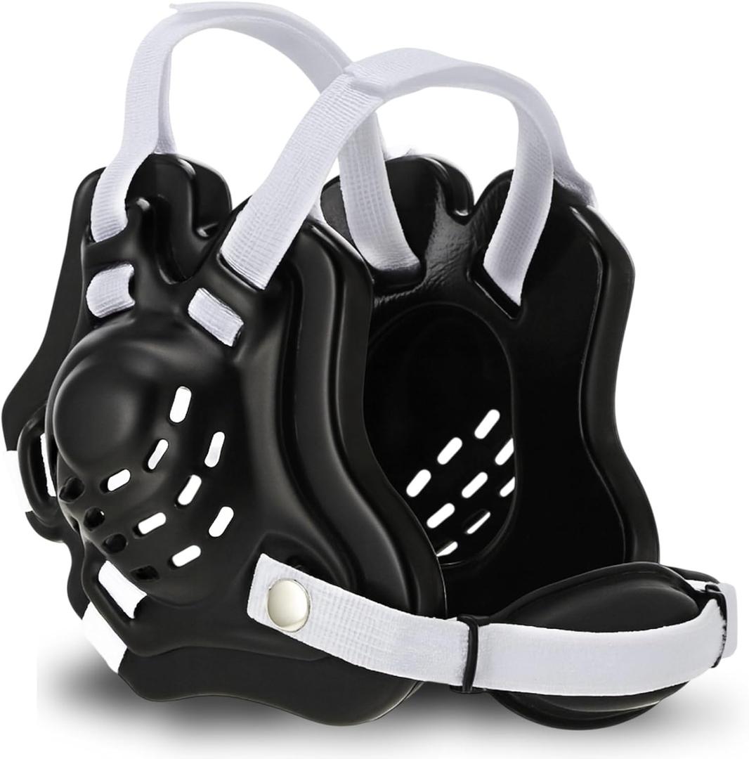 Wrestling Headgear Youth Kids Head Gear with MMA Cup Earguard for Men Youth Boxing MMA BJJ Jiu Jitsu (Black White)