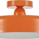 VILUXY Vintage Semi-Flush Mount Ceiling Light Fixture Orange Brush Paint Finish Round Ceiling Lamps for Bedroom, Dining Room, Corridor, Living Room
