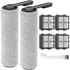 2+4 Pack S5/ S5 Pro Brush Roller and HEPA Filter Set Compatible with Tineco Floor ONE S5/ Floor One S5 Pro Cordless Wet Dry Vacuum Cleaner, 2 Pack Brush Rollers + 4 Pack Vacuum HEPA Filters