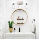 Metal Brushed Nickel 3 Lights Wall Light,Indoor Vanity Light Fixture with Clear Glass Shade Farmhouse Bathroom Lighting Fixtures Over Mirror for Porch Workshop