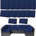 14Pcs Outdoor Cushion Covers Replacement Washable Waterproof UV w/Zipper for 6-Seaters Sofa Patio Slipcovers Set Seat and Back Covers Only (Deep Blue, 23.6x23.6inch)
