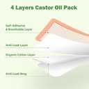 30Pcs Adhesive Castor Oil Patch with 7oz Organic Castor Oil Cold Pressed, Cotton Caster Oil Pack Wrap for Waist Back Neck Arm Belly