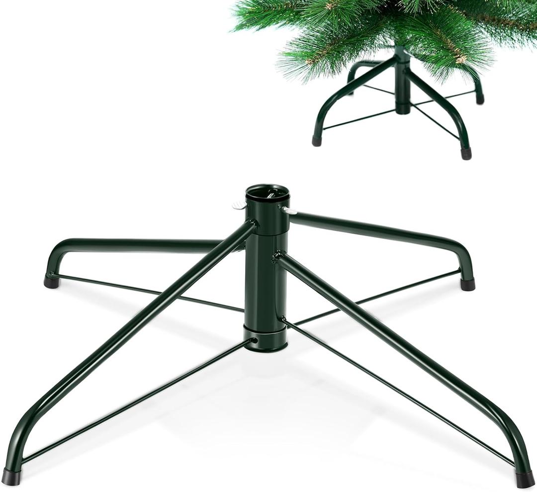 Roowest Replacement Christmas Tree Stand for Artificial Trees, Universal Metal Christmas Tree Base Folding Artificial Xmas Holder(Green,16 Inch)