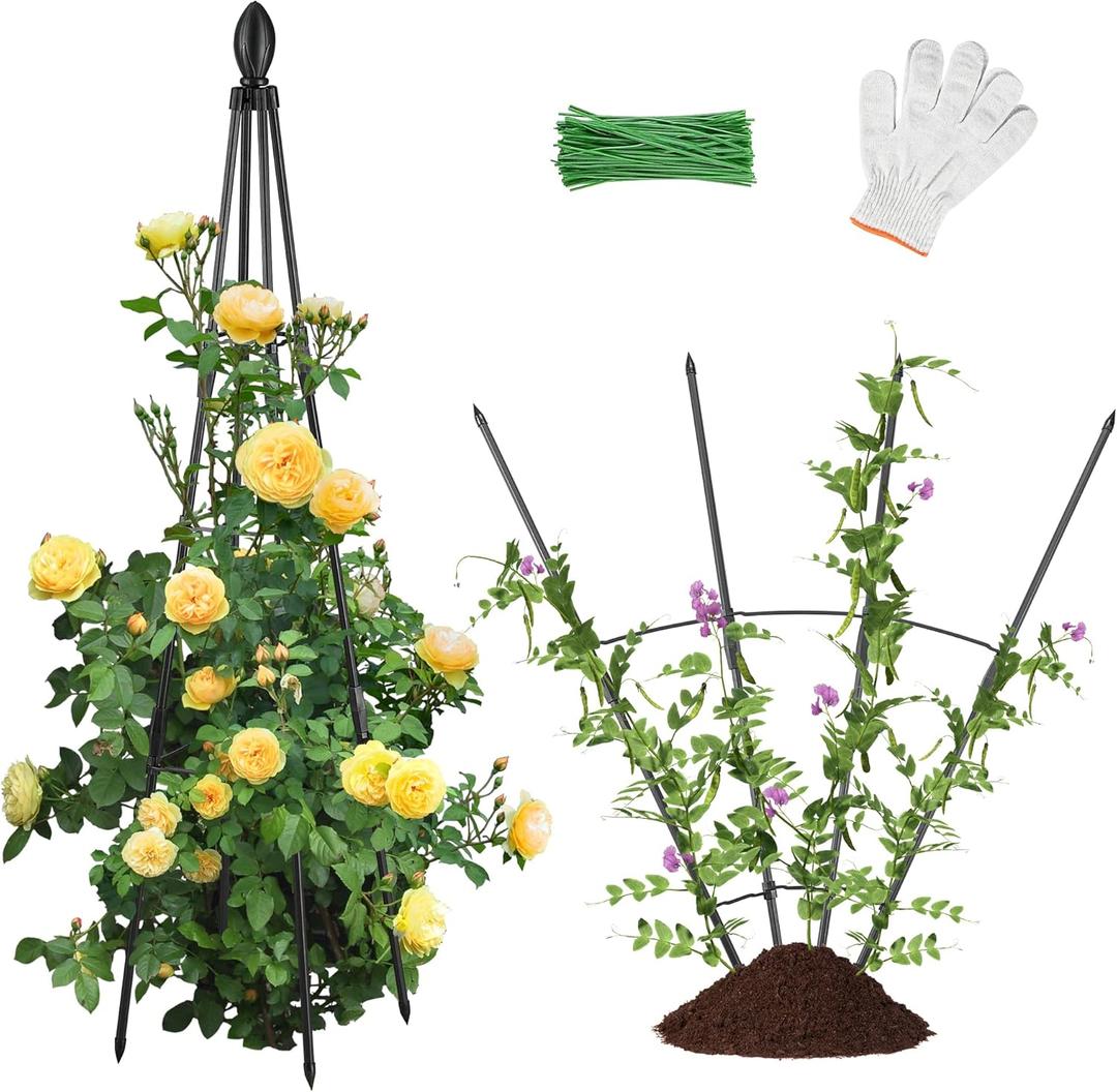 2 Pack Garden Trellis for Climbing Plants, Garden Trellis Rustproof Plastic Coated Metal Plant Support for Vegetables, Vines and Rose Bushes (4.0 FT)