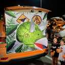 2025 Halloween Trunk or Treat Car Decorations, Triceratops Theme Halloween Car Inflatable Decor, Built-in LED Lights for Outdoor Trunk Parties & Events