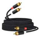 AGVEE 10ft RCA Cable, 2 RCA Male Thickened Six Claws Plug Stereo Auxiliary Audio Cord for Home Theater, Amplifier, Active Speakers or Subwoofer, Black