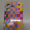 Compatible with iPhone 17 Pro Max Case, Cute Wave Curly Colorful Checkerboard Plaid Pattern Cover for Women, Soft TPU Shockproof Protection Case Compatible for iPhone 17 Pro Max (Colorful 2)