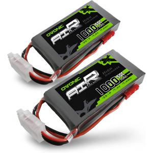 OVONIC 2s Lipo Battery 50C 1000mAh 7.4V Lipo Battery with JST Connector for RC FPV Racing Drone Quadcopter(2 Packs)