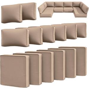 14 Pcs Outdoor Cushion Slipcovers Outdoor Patio Cushion Covers Replacement Waterproof with Zipper for Outdoor Furniture, Patio Sofa Couch 3 Sizes, Covers Only
