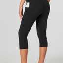 Heathyoga Capri Leggings for Women High Waisted Capri Leggings with Pockets for Women Tummy Control Yoga Pants Women (Black, L)