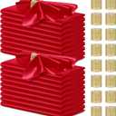 40 Pack Satin Napkins and Napkin Rings Set of 20 Red Satin Table Napkins 17 x 17 Inch, 20Pcs Silky Cloth Napkins for Wedding Party Banquets Dinner