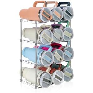 Sbosbo Water Bottle Organizer for Stanley 40 oz Tumbler, Stackable Water Bottle Holder for Kitchen Fridge Cabinet Organization and Storage, Plastic Wine Rack/Drink Bottle Holder (4 Pack - Hold 12)