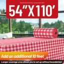 Plastic Table Cloth, 110 Ft X 54 In Disposable Tablecloth Red and White Checkered Tablecloth with Any Cut Sliding Cutters Premium PEVA Plastic Table Cloth Disposable for Picnic, Parties, Festivals